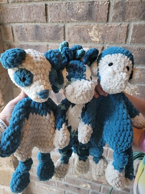 Crochet lovey snuggler - blue and white - image1